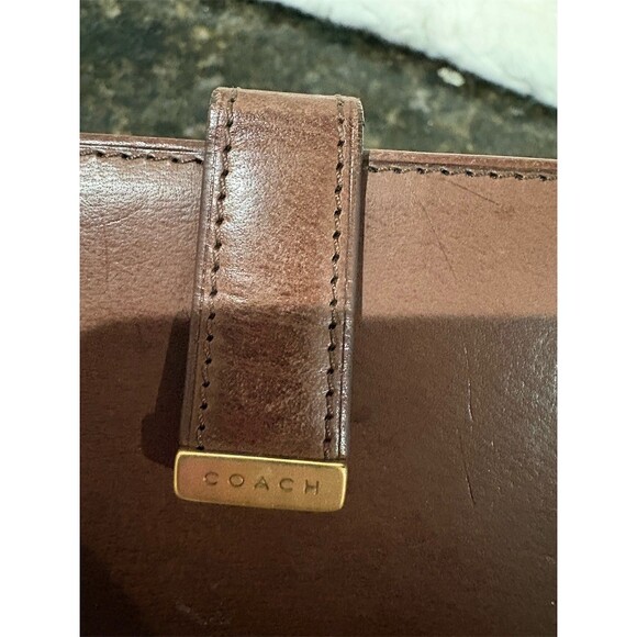 Coach Vintage Wallet Womens Brown Billfold Tab Closure Brass Logo Plate - Picture 3 of 8